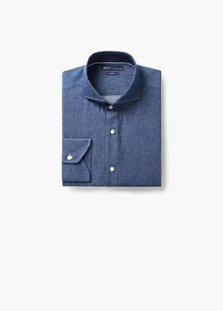 Camicia denim scuro slim-fit - Camicie da Uomo | Mango Man Italia