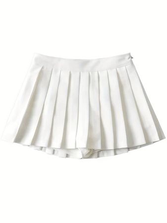 Solid Pleated Mini Skirt, Y2k Cute Skirt For Spring & Summer, Women's Clothing