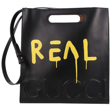 black yellow Gucci ghost tote front
