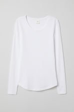 Long-sleeved Jersey Top - White - Ladies | H&M US