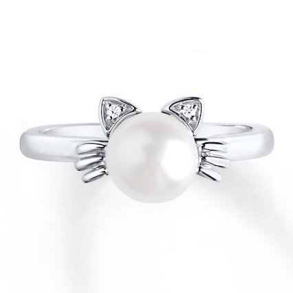 Kitty Ring Cultured Pearl Sterling Silver - 350806600 - Kay