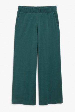 Super-soft trousers - Dark green - Trousers - Monki WW