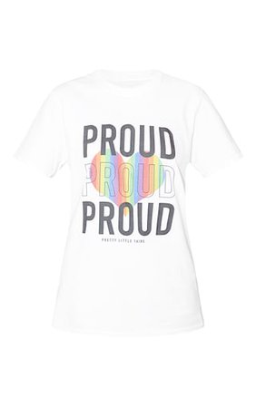 White Slogan Proud T Shirt | PrettyLittleThing