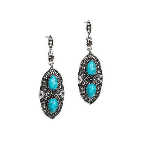 Earrings | Shop Women's Turquoise Crystal Drop Earring at Fashiontage | SSE0033_TQSI
