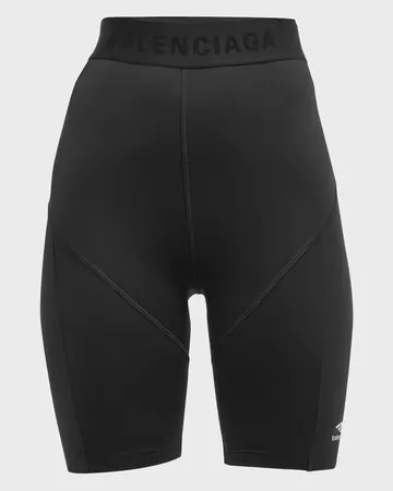 Balenciaga Logo-Band Athletic Cut Biker Shorts | Neiman Marcus