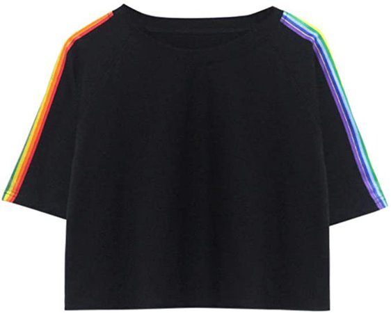 Hot Sell Crop Tops, Leyorie Women Rainbow Printed Short Sleeve TEE Casual T Shirt O Neck Vest Top Blouse: Amazon.ca: Clothing & Accessories