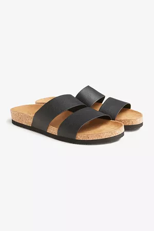 Flat cork sandals - Black magic - Shoes - Monki GB