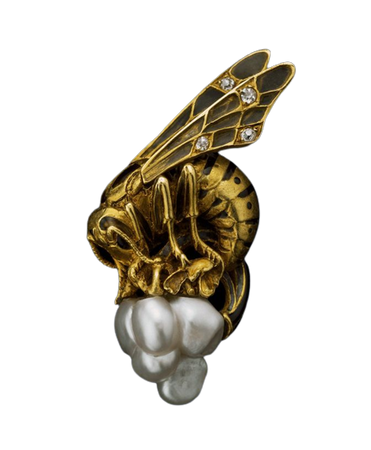 Art Nouveau “Bee” brooch in gold, pearl and enamel, France, circa 1900.