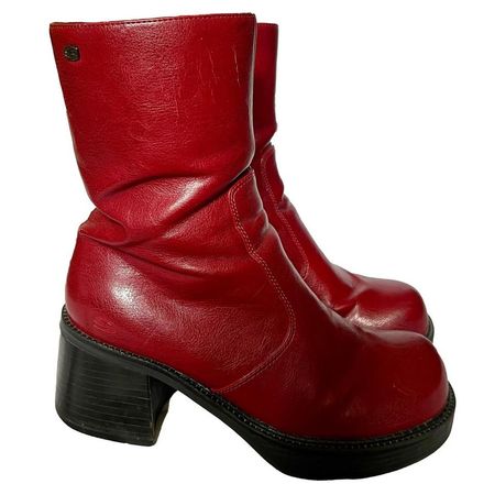 Vintage 90s Skechers Red Heeled Boots