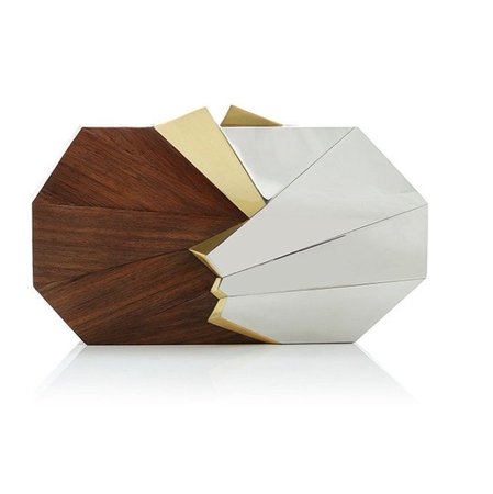 brown white wood effect clutch