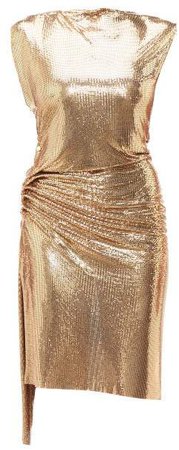 Gathered Chainmail Dress - Womens - Gold
