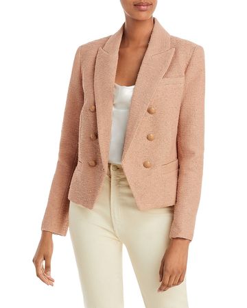 L'AGENCE Brooke Double Breasted Cropped Tweed Blazer | Bloomingdale's