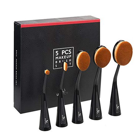 Amazon.com: Oval Makeup Brush Set, USpicy Standable Professional Makeup Brushes 5pcs (Refined Gift Box, Cruelty Free, Soft Synthetic Fiber): Beauty