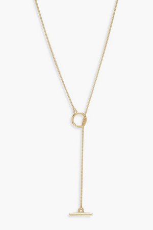 Simple T-Bar And Circle Necklace | Boohoo
