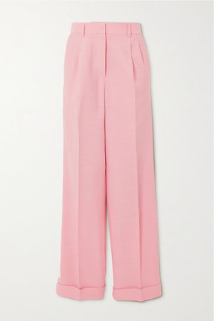 Pink Pleated wool and silk-blend straight-leg pants | Casablanca | NET-A-PORTER