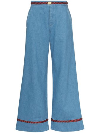Gucci Web Trim wide-leg Jeans - Farfetch