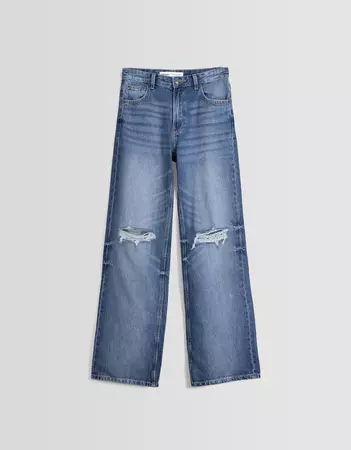 Ripped wide-leg ’90s jeans - Pants and jeans - BSK Teen | Bershka