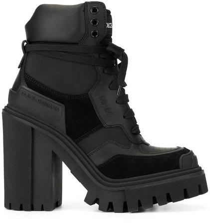 chunky heel contrast panel boots