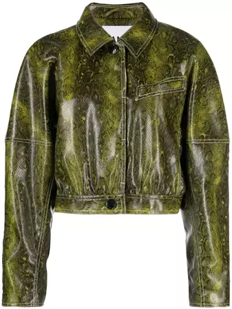 GANNI snake-print faux-leather Jacket - Farfetch
