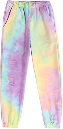Amazon.com: Arshiner Kids Girls Tie Dye Joggers Comfort Loose Sweatpants High Waist Trouser: Clothing, Shoes & Jewelry