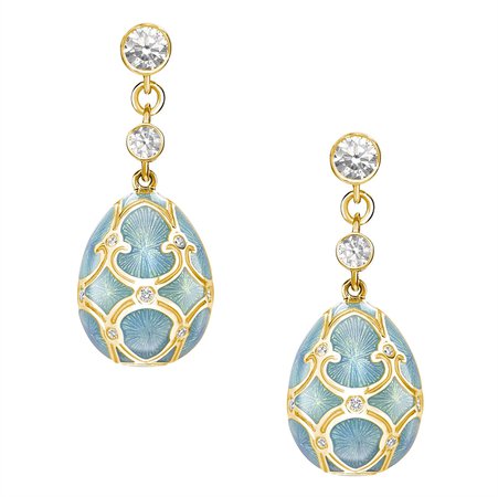 Turquoise Enamel, Diamond & Yellow Gold Earrings | Fabergé