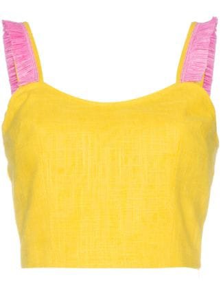 Staud Yellow Coco linen crop top $54 - Buy Online - Mobile Friendly, Fast Delivery, Price