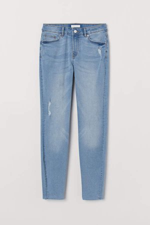 Cropped Twill Pants - Blue