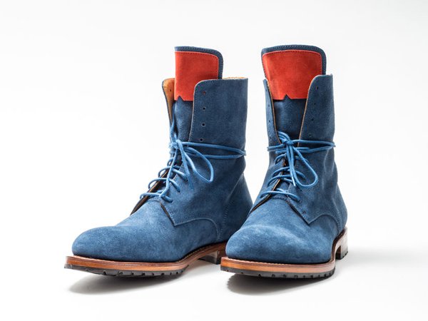 Lace-up Boot - Blue Suede | Saint Vacant | Every event in a man's life fits into five soles.