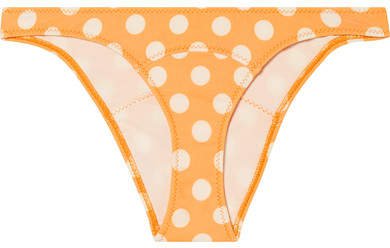 Poppy Polka-dot Stretch-crepe Bikini Briefs - Orange