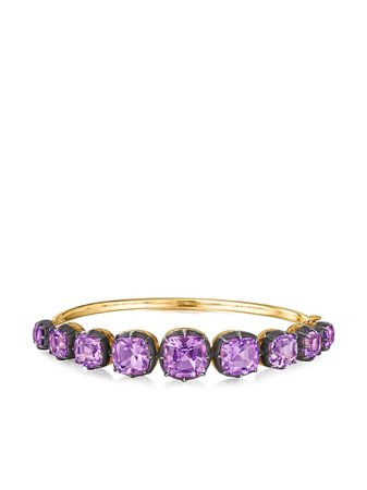 FRED LEIGHTON 18kt yellow gold cushion amethyst collect bangle