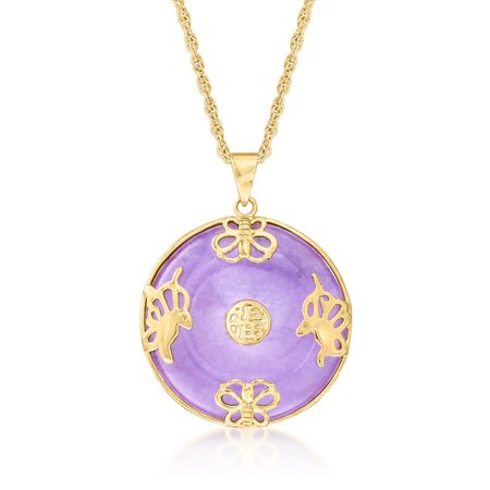 Ross-Simons Purple Jade "Good Fortune" Butterfly Pendant Necklace