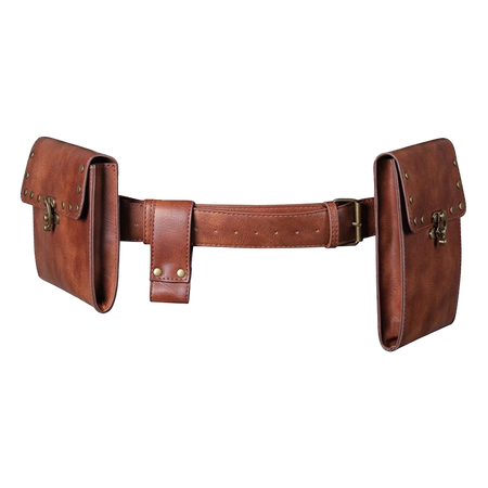 dnd larp leather belt with pouches and strap