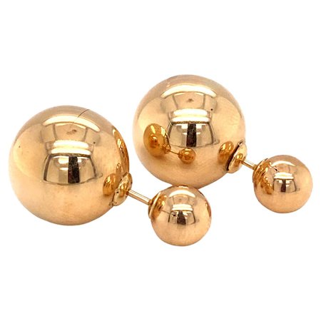 1950s 14k Gold Italian Double Ball Post Earrings