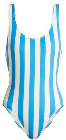 The Anne Marie Stripe Print Swimsuit - Womens - Blue Stripe