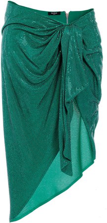 Balmain Crystal-Embellished Pareo-Style Skirt Size: 38