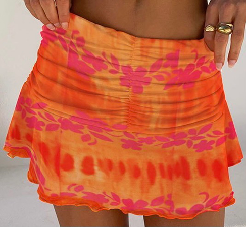 orange/pink mini skirt