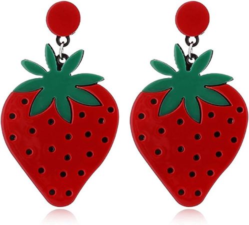 Amazon.com: ASKANA Fashion Women`s Acrylic Summer Red Strawberry Berry Dangle Statement Earrings: Clothing, Shoes & Jewelry