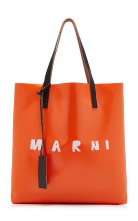 Leather-Trimmed Coated Pvc Shopping Tote By Marni | Moda Operandi