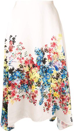 Asymmetric Floral Print Skirt