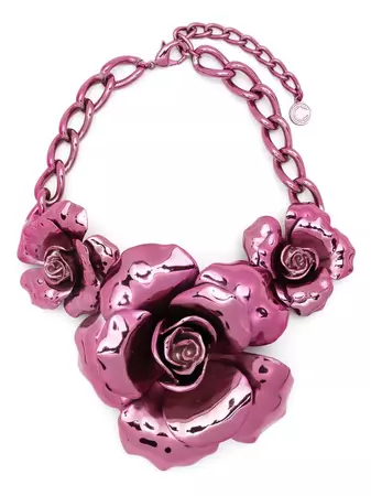 Roberto Cavalli Metallic Floral Necklace - Farfetch
