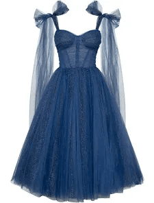 Dark Blue Tulle Gown