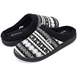 Amazon.com | fanture Women's Memory Foam House Slippers Sweater Knit Embroidered Pattern and Ribbed Hand-Knit Collar Pink | Slippers