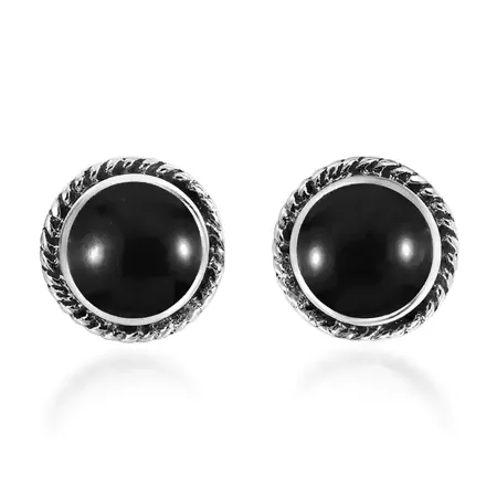 Classic Stylish Round Inlays Sterling Silver Stud Earrings (Thailand) - Free Shipping On Orders Over $45 - Overstock - 24841365