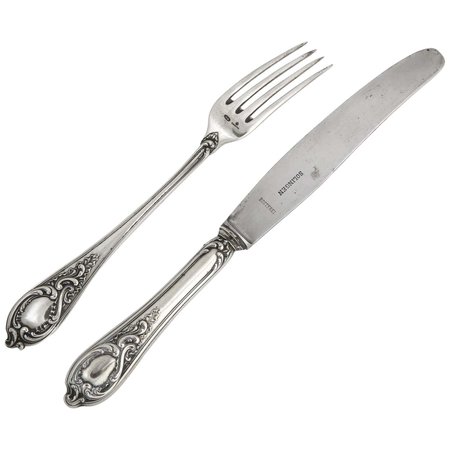Russian Fabergé Silver Dinner Knife and Fork, Moscow, circa 1900 For Sale at 1stDibs