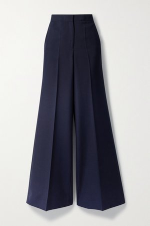 Navy Woven wide-leg pants | Victoria, Victoria Beckham | NET-A-PORTER