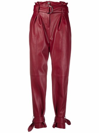 Karl Lagerfeld Belted red faux-leather Trousers - Farfetch
