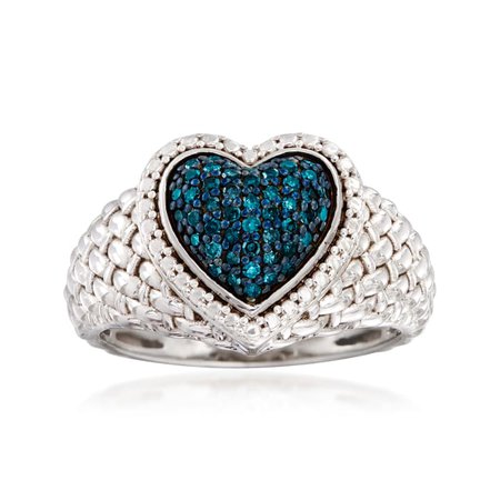 Ross-Simons .25 ct. t.w. Blue Diamond Heart Ring