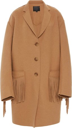 Fringed Wool-Blend Coat