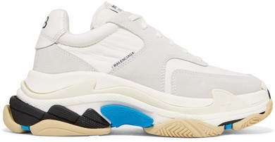 Triple S Leather And Suede Sneakers - White