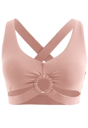 O-Ring Cross Back Low-Impact Sports Bra in Pink - Retro, Indie and Unique Fashion